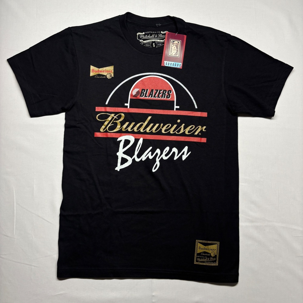 Mitchell & Ness Portland Trail Blazers Budweiser T-Shirt Black Small NWT
